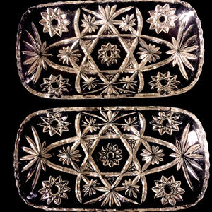 CUT GLASS RELISH TRAYS - QTY 2